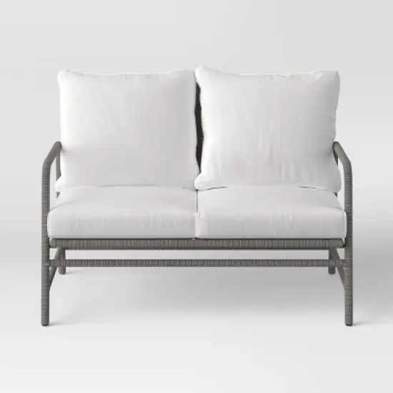 Granby Padded Wicker Patio Loveseat - Gray - Threshold&trade; image {2}