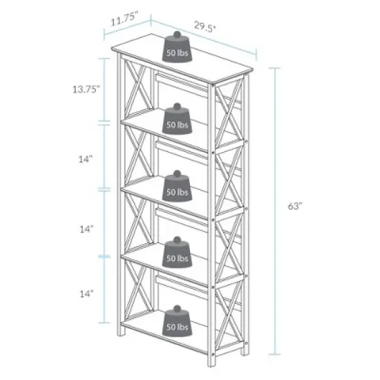 Montego 5 Shelf Bookcase - Flora Home image {5}