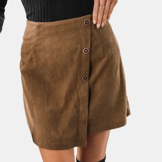 Women's Corduroy Button-Front Mini Wrap Skirt - Cupshe image {6}