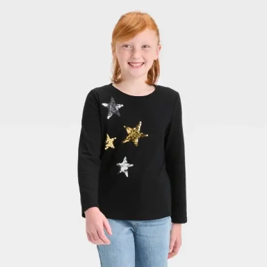 Girls' Long Sleeve Flip Sequin T-Shirt - Cat & Jack&trade; image {1}