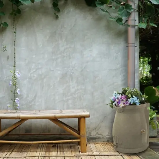 Good Ideas Rain Wizard 50 Gallon Rain Saver Barrel Water Storage Urn with Planter Space and 2 Brass Spigots, Sandstone (4 Pack) image {4}