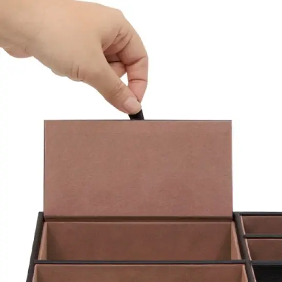 5 Compartment Faux Leather Valet Catchall Tray Organizer for Wallet, Keys, Phone - 10 x 7.3 x 2 in image {2}