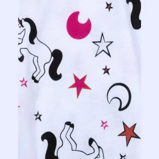 Leveret Girl and Doll Matching Cotton Unicorn Pajamas image {1}