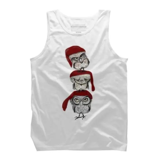 Men's Design By Humans Christmas Owls By msmart Tank Top image {3}