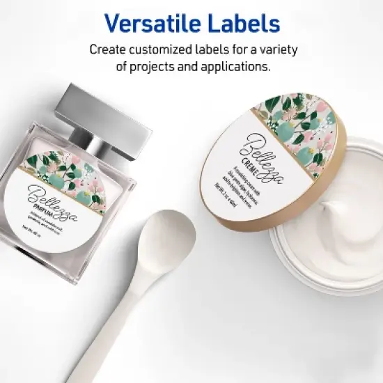 Avery Printable Round Labels with Sure Feed, 3" Diameter, Matte White, Permanent Adhesive, Laser & Inkjet Printers, 150 Blank Labels (5655) image {2}