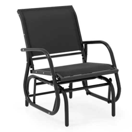 Tangkula Rocking Chair w/ Study Metal Frame Comfortable Single Glider Patio Chair image {9}