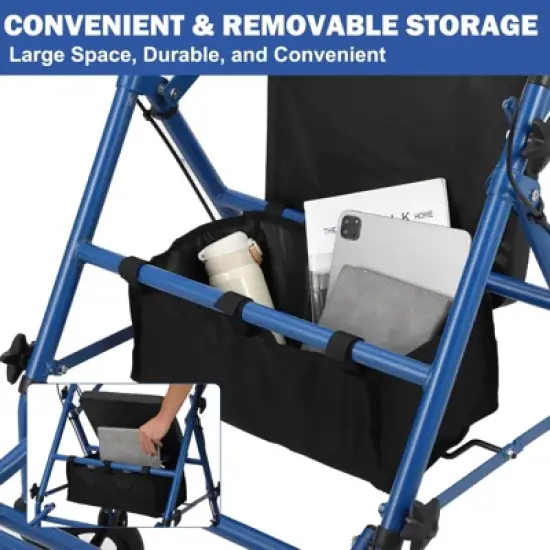 2 in 1 Rollator Walker & Transport Chair for Seniors with Seat, Transport Wheelchair All Terrain, Medical Walker for Adults with Backrest, Footrest image {4}