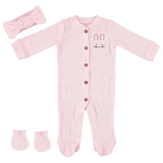 Baby Gear Baby Gear Baby Girl Clothes Matching Hat and Mittens Pajama Set for Sleep and Play image {3}