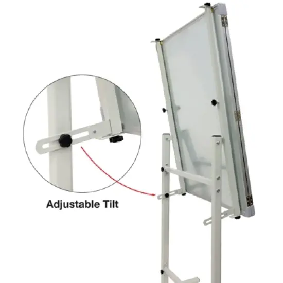 Excello 40" x 60" Mobile, Folding Whiteboard on Wheels with Magnetic Surface and Flip-Out Marker Tray image {4}
