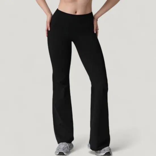 Anna-Kaci Active Women's High Waist Flare Lounge Pants with Smooth Woven Fabric and Fitted Contoured Silhouette image {1}