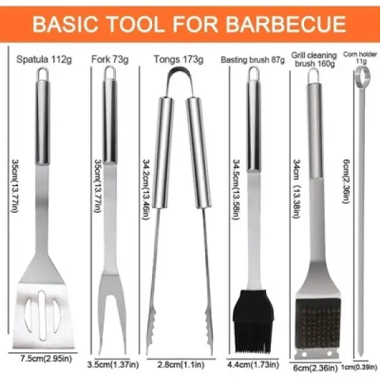 MOVSSOU 21 Pieces Stainless Steel BBQ Accessories Grill Tools Set for Outdoor Camping Grilling Best Professional  Grill Gift on Birthday Wedding image {2}