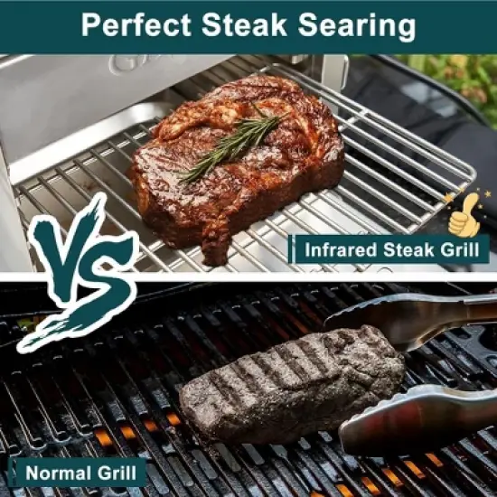 GASPRO Multi-Tasking Propane Infrared Steak Grill, XL Steakhouse & Cast-Iron Griddle 2-in-1 Outdoor Cooking Master | 125 in&sup2; Extra Large Cooking Area image {6}