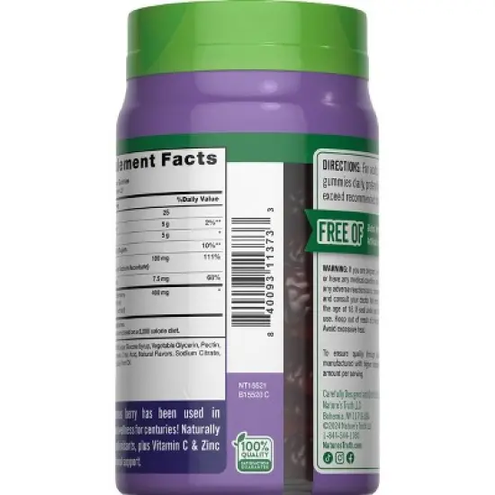 Nature's Truth Elderberry + Vitamin C Zinc Vegan Gummies - Delicious Berry - 50ct image {3}