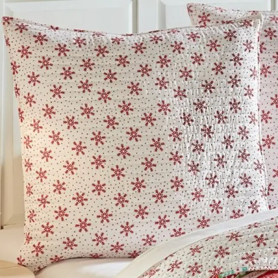 Let It Snow Holiday Euro Sham Set of 2 Red - Levtex Home image {1}