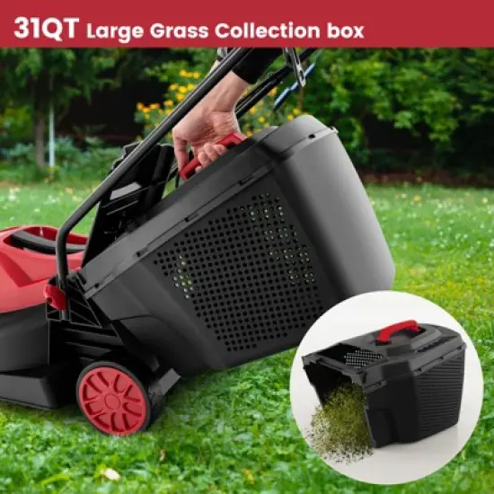 Tangkula Electric Lawn Mower 2-in-1 Versatile Corded Lawn Mower with Grass Collection Box 12 AMP Motor Red image {5}