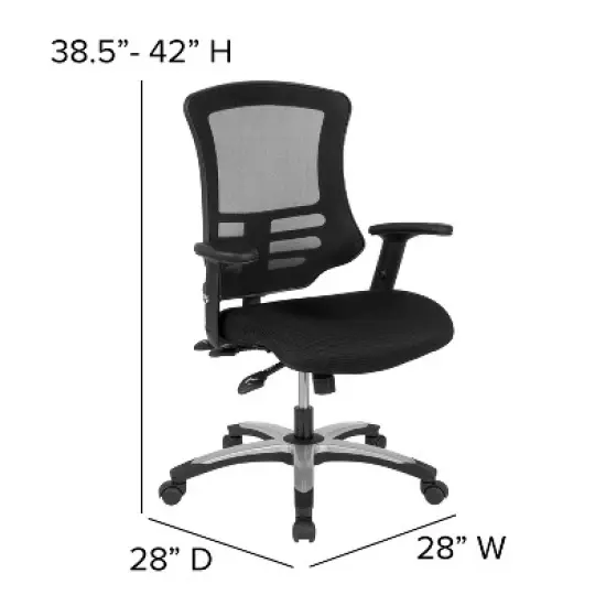 Flash Furniture High Back Black Mesh Multifunction Executive Swivel Ergonomic Office Chair with Molded Foam Seat and Adjustable Arms image {3}