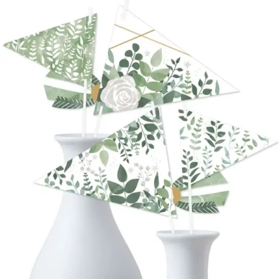 Big Dot of Happiness Boho Botanical - Triangle Greenery Party Photo Props - Pennant Flag Centerpieces - Set of 20 image {5}