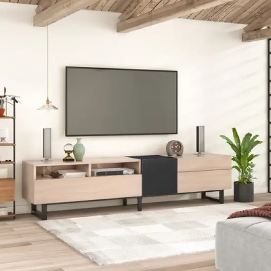 TV Stand Entertainment Center With Cabinets Drawers Open Shelves 2 U-shaped Legs Easy Assembly TV Cabinet For TVs Up To 80&rdquo; image {5}