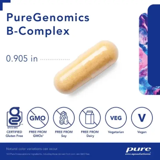 Pure Encapsulations PureGenomics B-Complex - Broad Spectrum B Vitamin Support for Genetic Expression & More* - With Vitamin B12 & B6 - 120 Capsules image {2}