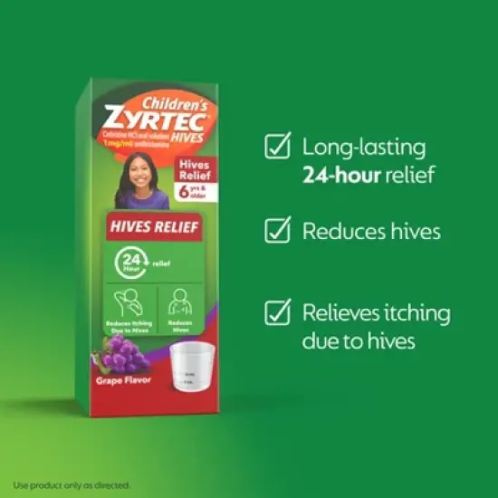 Zyrtec Children's Hives Relief Treatment Liquid - Cetirizine - Grape - 4 fl oz image {3}