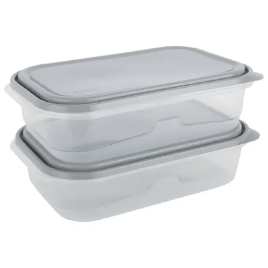 GoodCook EveryWare Rectangle Food Storage Containers - 1 Gallon - 4pcs/2ct - Gray image {1}
