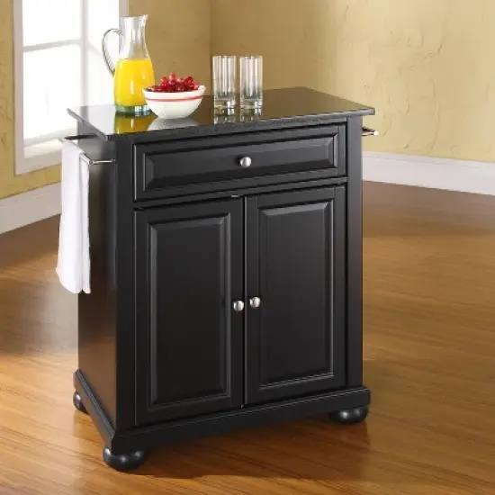 Alexandria Black Granite Top Portable Kitchen Island/Cart - Crosley image {1}