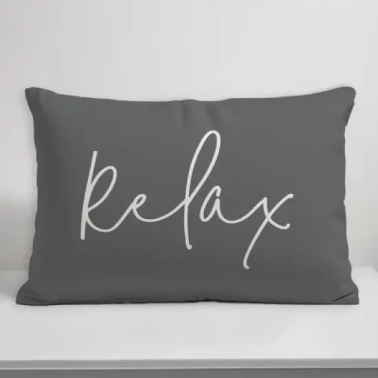 Creative Products Relax Thin Script Grey and White 14x20 Indoor / Outdoor Pillow image {3}