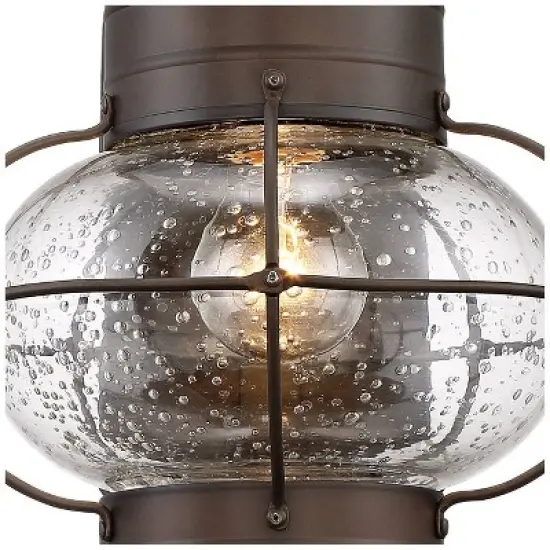 John Timberland Galt Rustic Outdoor Wall Light Fixture Oil Rubbed Bronze Motion Sensor Dusk to Dawn 19 3/4" Clear Seedy Glass for Post Exterior Barn image {4}