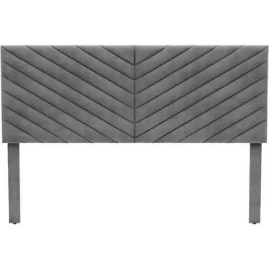 Queen Crestwood Upholstered Chevron Pleated Headboard with USB Ports Gray - Hillsdale Furniture image {3}