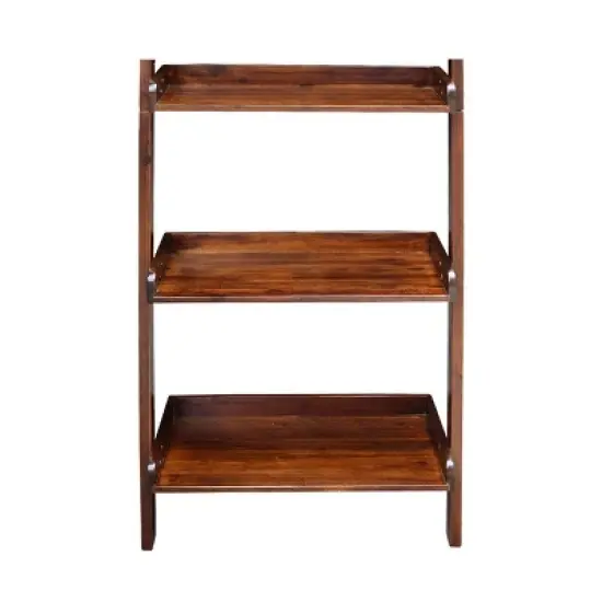 75.5" 5 Tier Solid Wood Leaning Bookshelf - International Concepts image {5}