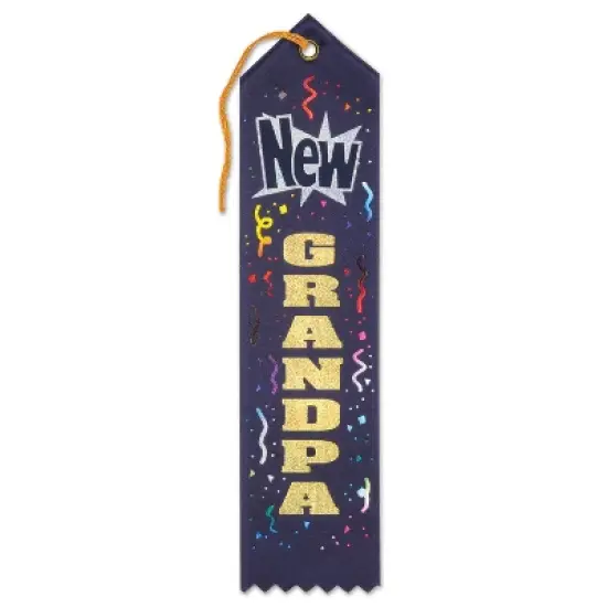 Beistle New Grandpa Award Ribbon, 2" x 8", (6/Pkg) Multicolored image {1}