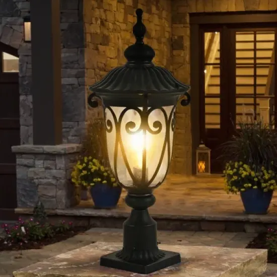 Gulches 12-94.5" Solar Lantern Post, Adjustable Height, Weatherproof, Vintage/Contemporary Design for Yard & Driveway image {4}