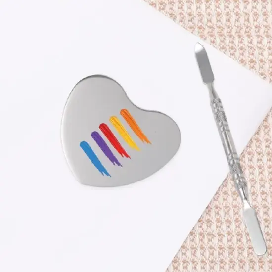 Unique Bargains Portable Heart-Shaped Nail Art Palette Silver Tone 1 Set image {5}