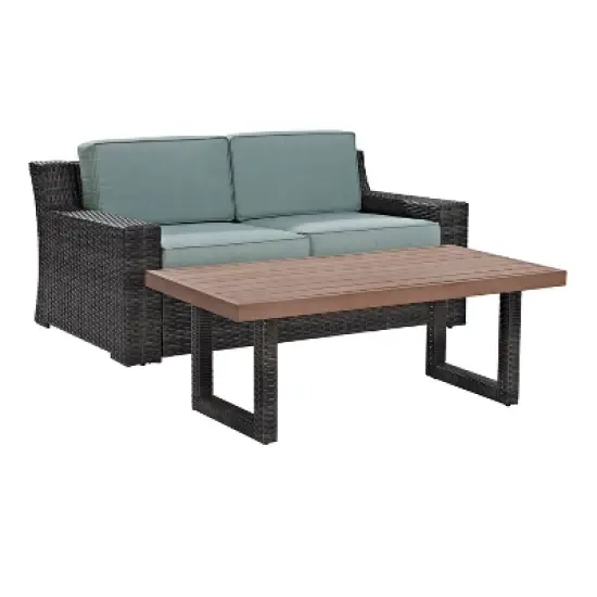 Beaufort 2pc Outdoor Wicker Chat Set - Mist - Crosley image {2}