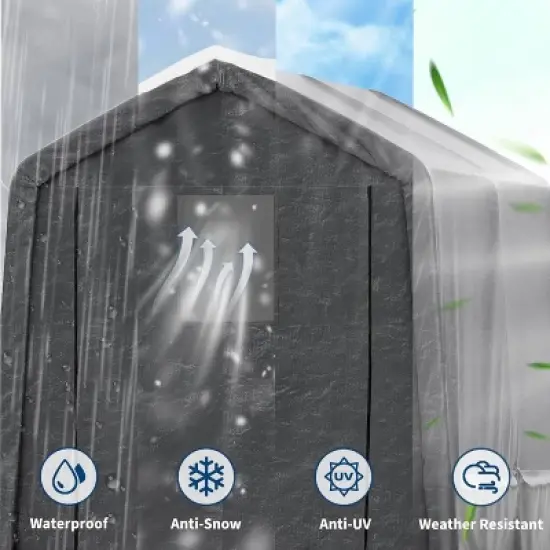 GustoWave 7x10FT Outdoor Portable Storage Shed with Roll-Up Door for Motorcycle, Garden and Tools image {1}