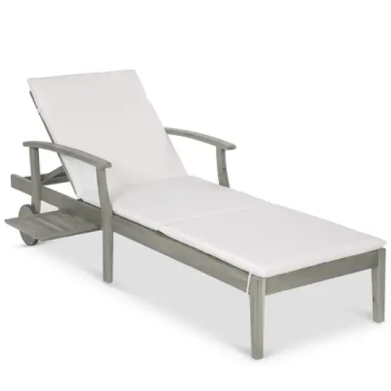 Best Choice Products 79x26in Acacia Wood Outdoor Chaise Lounge Chair w/ Adjustable Backrest, Table, Wheels image {7}