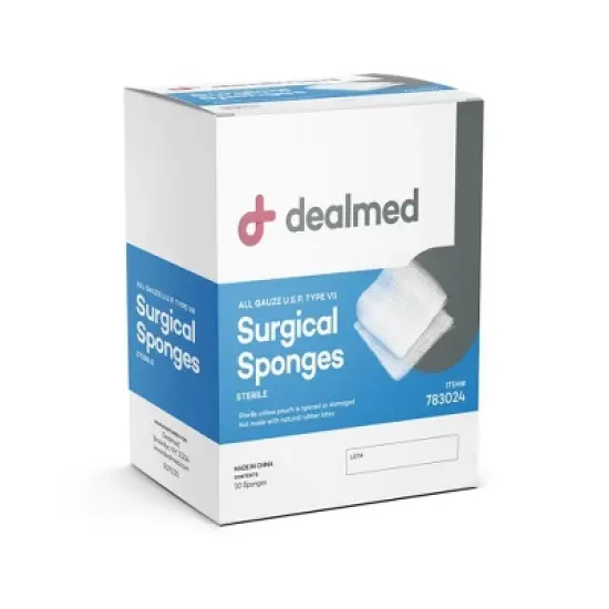 Dealmed 4&rsquo;&rsquo; x 4&rsquo;&rsquo; Sterile Gauze Pads, 12-Ply, Disposable, Individually Wrapped Packages of Two, White, 25 Count image {5}