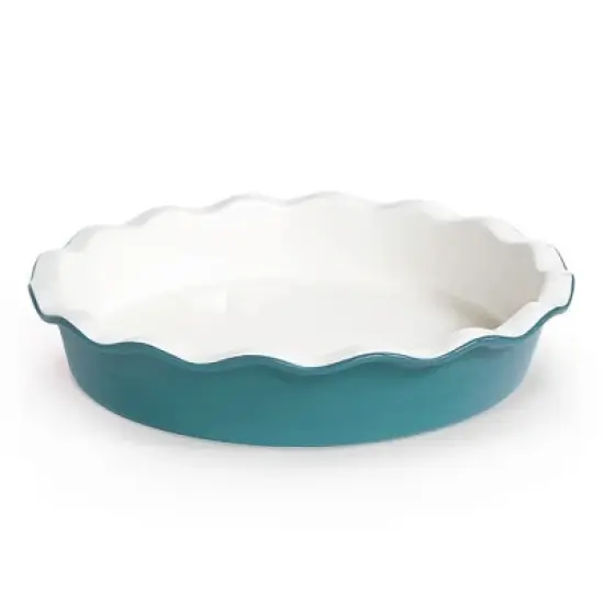 Kook Round Ceramic Pie Dish, Wave Edge, 10 Inch, 44 oz image {5}