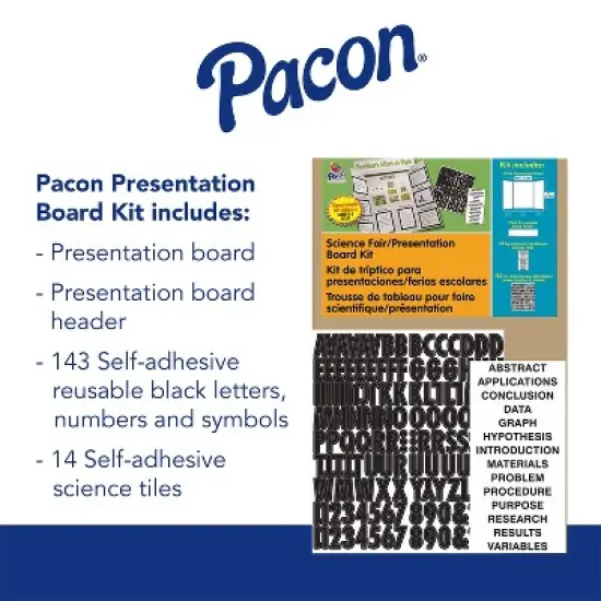 Pacon&reg; Presentation Board Kit, White, Includes Self-Adhesive Letters, 48" x 36", 1 Kit image {2}