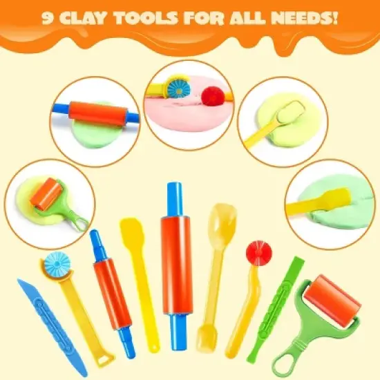 Joyfy 44 Pieces Clay Tools Set for Kids, Clay Accessories Tool Kit - Including Plastic Molds, Rolling Pins, and Cutters for Creative Play image {2}