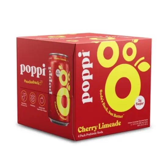 Poppi Cherry Lime Prebiotic Beverage - 4pk/12 fl oz Cans image {4}