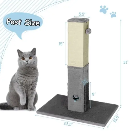 Costway 31'' Tall Cat Scratching Post Claw Scratcher w/ Sisal Rope & 2 plush Ball image {2}