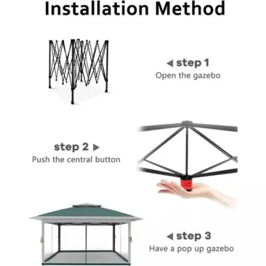 13x13 Ft Pop Up Canopy Tent with Mosquito Netting &  Carrying Bag, Instant Portable Shelter, Heavy Duty Foldable Gazebo for Outdoor Backyard image {2}