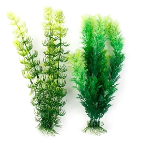 Unique Bargains Plastic Underwater Weeds Plant for Fish Tank Aquarium Green 2 Pcs image {1}