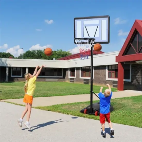 Yaheetech 7.2-9.2ft Height-Adjustable Basketball Hoop System Black image {7}