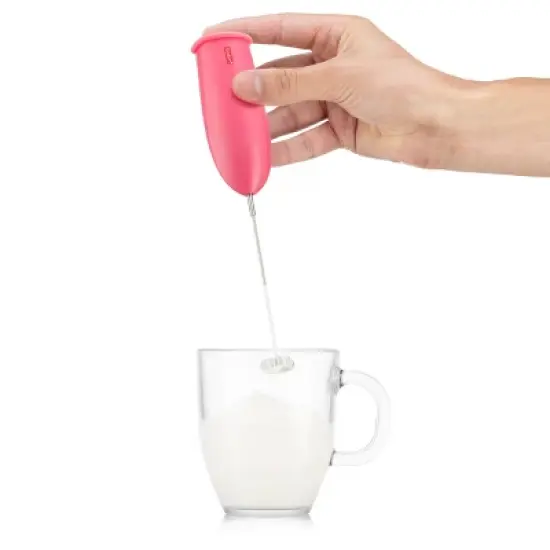 Bodum Schiuma Milk Frother Pink: Handheld Frother Wand for Coffee, Battery-Powered Mixer, Stainless Steel & Plastic image {3}