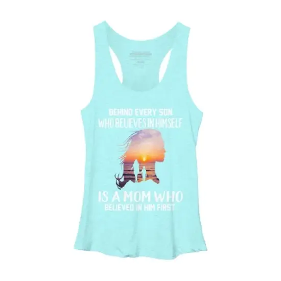 Women's Design By Humans Mother Behind Every Son Who Believes In Himself Is A Mom By corndesign Racerback Tank Top image {4}