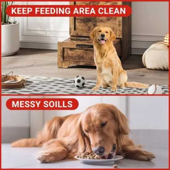 COZONY 35" Tall Pet Food Storage Cabinet with Flip Top, Feeding Station with 2 Elevated Dog Bowls & Large Pet Toy Organizer for Dogs image {5}