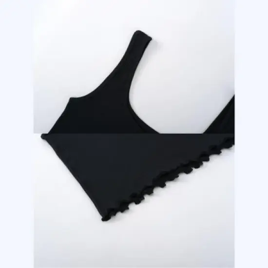 DOMETOUR Solid Crop Sleeveless Ribbed Knit Top image {8}