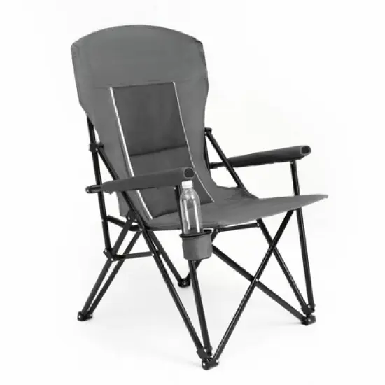SEVOBAL Outdoor Portable Chairs High Back Lawn Chair with Cup Holder and Collapsible Design for Backyard Garden Patio, Gray, 9.06"*6.69"*36.22" image {5}